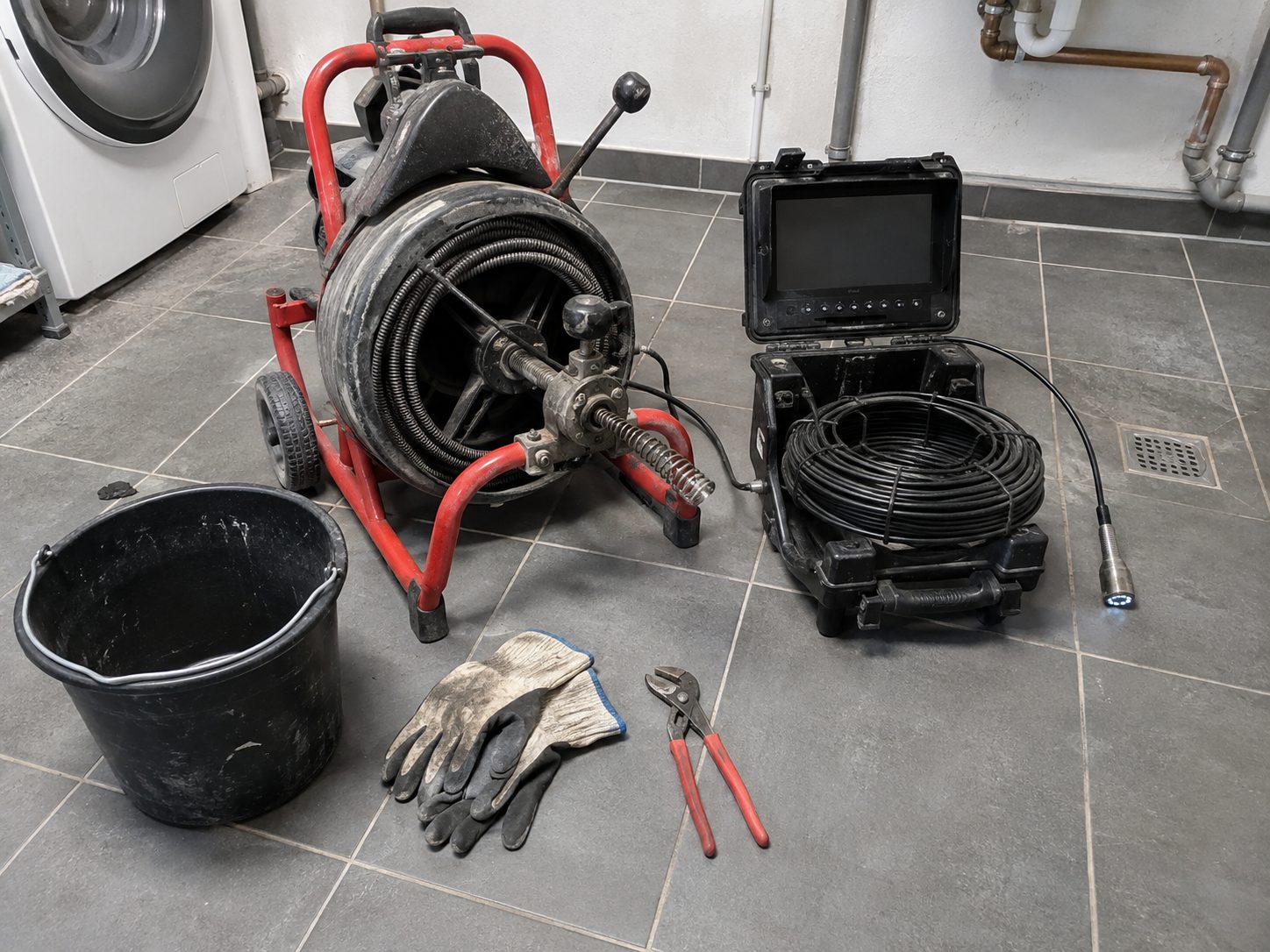 Rohrreinigungsmaschine und Rohrkamera des Fachbetriebs